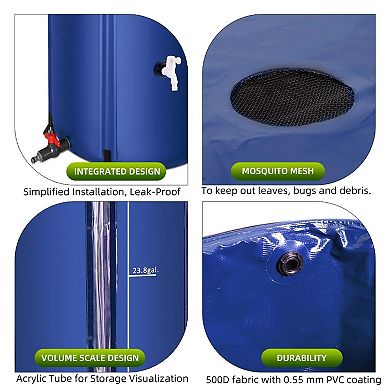 500D Portable Water Storage Tank Water Barrel Rainwater Collection System, Collect Rainwater