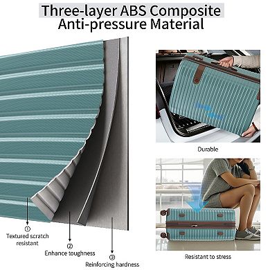 Whisen 4 Piece Expandable ABS Hard Shell Luggage Set with Spinner Wheels,TSA Lock & 4 Packing Cubes