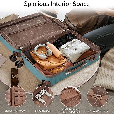 Whisen 4 Piece Expandable ABS Hard Shell Luggage Set with Spinner Wheels,TSA Lock & 4 Packing Cubes