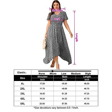 Women's Plus Size V-Neck Flutter Short Sleeve Midi Dress