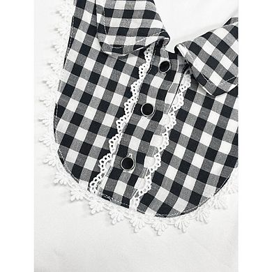 Women's Casual Plaid Collared Dressy Blouse Top Short Sleeve Slim Fit Work Office Shirts