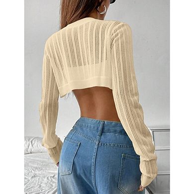 Women's Lightweight Long Sleeve Open Front Bolero Shrug Sweater Cardigan