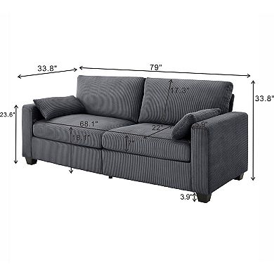 79" Corduroy Sofa For Living Room