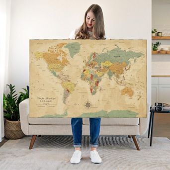Time Flies Push Pin World Map III