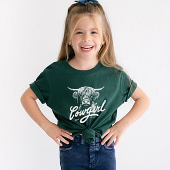 Cowgirl Highland Cow - Toddler Short Sleeve Graphic T-Shirt