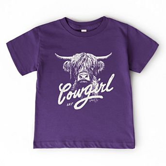 Cowgirl Highland Cow - Toddler Short Sleeve Graphic T-Shirt