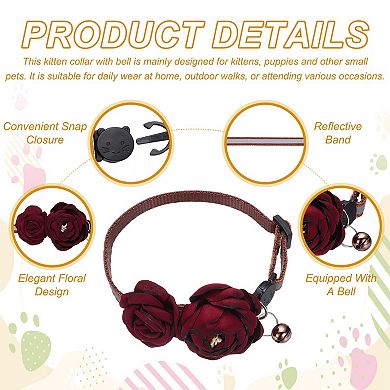 2 Pcs Flower Cats Dogs Collar with Bell