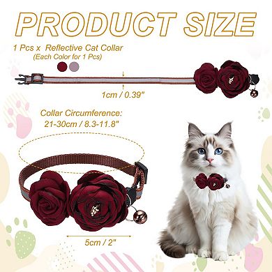 2 Pcs Flower Cats Dogs Collar with Bell