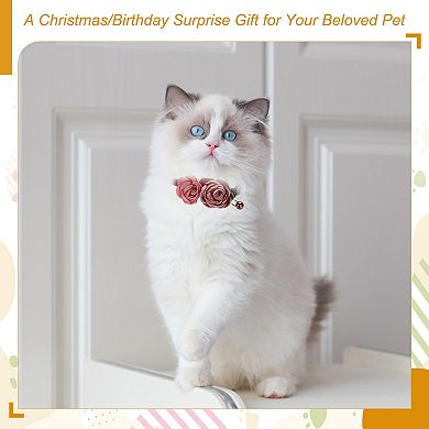 2 Pcs Flower Cats Dogs Collar with Bell