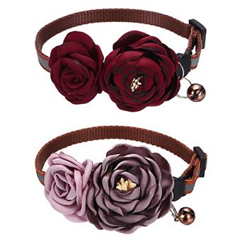 2 pc Flower Cats Dogs Collar with Bell