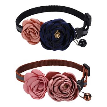 2 pc Flower Cats Dogs Collar with Bell