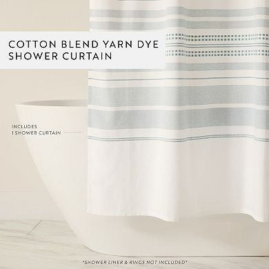 Cotton Blend Striped Shower Curtain