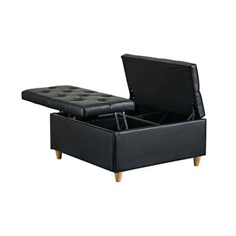 Ottoman Coffee Table with Lift Top, Sherpa Fabric Tufted Upholstered Ottoman with Storage