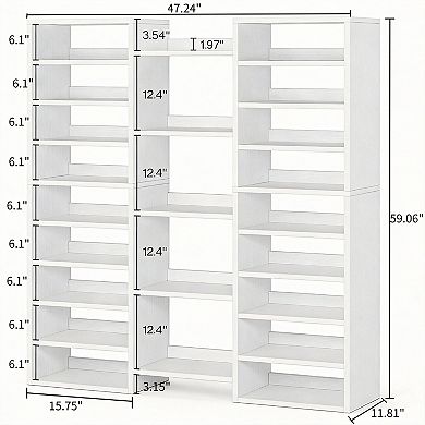 14-Tier White Shoe Rack with 23 Shelves for Entryway, Hallway, Living Room