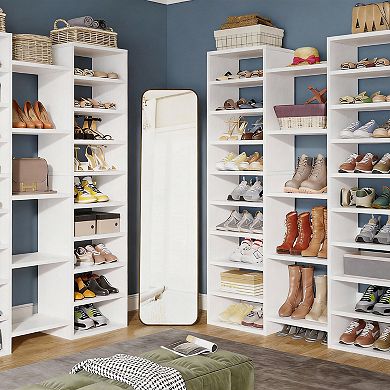 14-Tier White Shoe Rack with 23 Shelves for Entryway, Hallway, Living Room