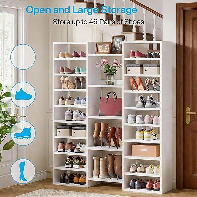 14-Tier White Shoe Rack with 23 Shelves for Entryway, Hallway, Living Room