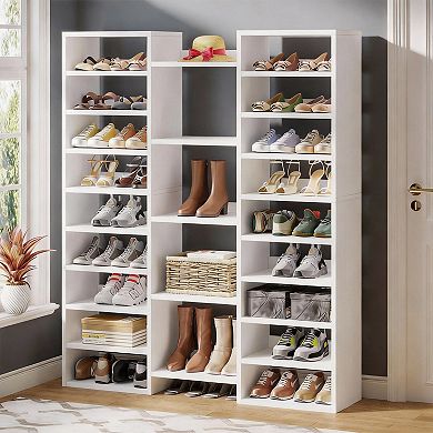 14-Tier White Shoe Rack with 23 Shelves for Entryway, Hallway, Living Room