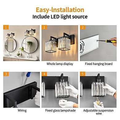 Modern Crystal Vanity Light Sleek Metal Wall Sconce for Bathroom and Home