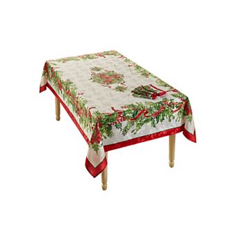 BrylaneHome Holly Ribbon Tablecloth 60"" X 84""