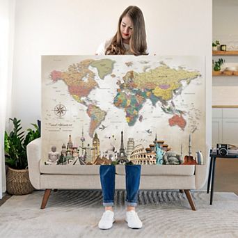 Travels And Adventures World Push Pin Map II
