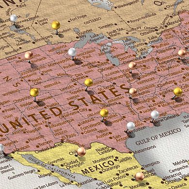 Travels And Adventures World Push Pin Map II