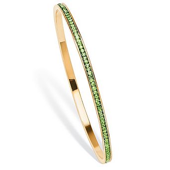 Simulated Birthstone Bangle Bracelet in Goldtone