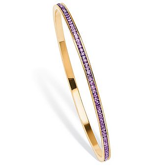 Simulated Birthstone Bangle Bracelet in Goldtone