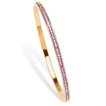Simulated Birthstone Bangle Bracelet in Goldtone