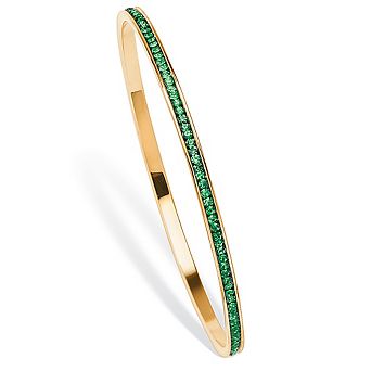 Simulated Birthstone Bangle Bracelet in Goldtone