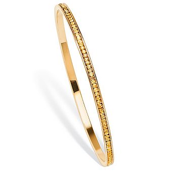 Simulated Birthstone Bangle Bracelet in Goldtone