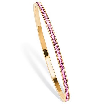 Simulated Birthstone Bangle Bracelet in Goldtone