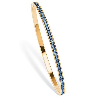 Simulated Birthstone Bangle Bracelet in Goldtone
