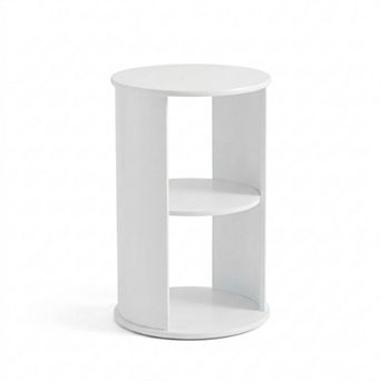 Kings Brand Furniture Round Side Table with Storage, 3 tier Small Accent End Table for Living Room