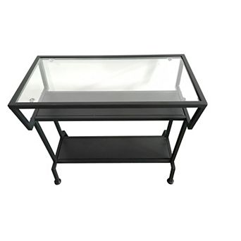 Kings Brand Furniture - Dosamantes Side End Table with Storage Shelves, Black