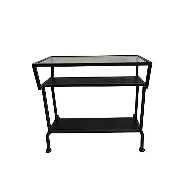 Kings Brand Furniture - Dosamantes Side End Table with Storage Shelves, Black