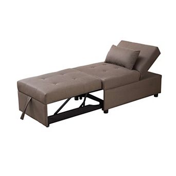 Kings Brand Furniture Convertible Ottoman Bed Dark Gray Contemporary Sleeper with Wood & Metal Frame