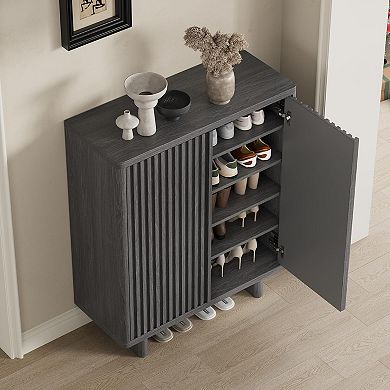 31.6-in Fluted Door Shoe Cabinet 5-Tier Entryway Shoe Storage with Adjustable Shelves