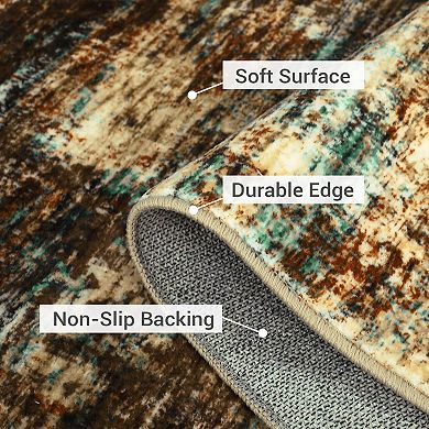 Abstract Area Rug Machine Washable Non Shedding Stain Resistant Floor Cover for Playroom Bedroom
