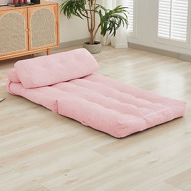 Mjkone Convertible Corduroy Folding Sofa Bed, Modern Sleeper Chair with Back Support