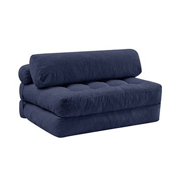 Mjkone Convertible Corduroy Folding Sofa Bed, Modern Sleeper Chair with Back Support