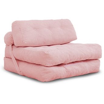 Mjkone Convertible Corduroy Folding Sofa Bed, Modern Sleeper Chair with Back Support