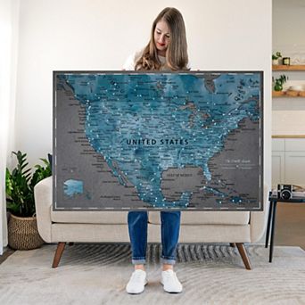 Push Pin Usa Map On Dark Gray