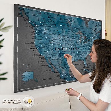 Push Pin Usa Map On Dark Gray