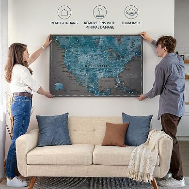 Push Pin Usa Map On Dark Gray