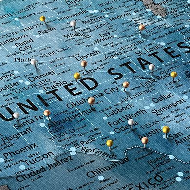 Push Pin Usa Map On Dark Gray