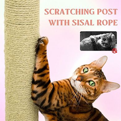 Whisen Flower Cat Tree with Large Condo, Hammock and Removable Flower Cushion