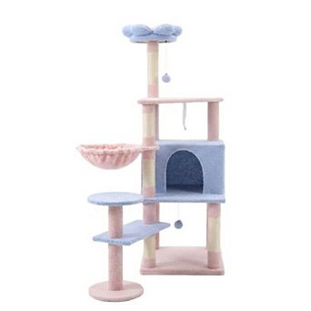 Whisen Flower Cat Tree with Large Condo, Hammock and Removable Flower Cushion