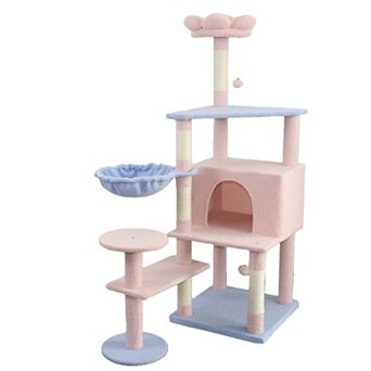 Whisen Flower Cat Tree with Large Condo, Hammock and Removable Flower Cushion