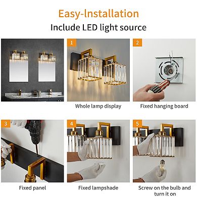 Modern Crystal Vanity Light Sleek Metal Wall Sconce for Bathroom and Home