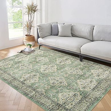 Medallion Area Rug Machine Washable Non Shedding Pet Friendly Stain Resistant Carpet for Bedroom